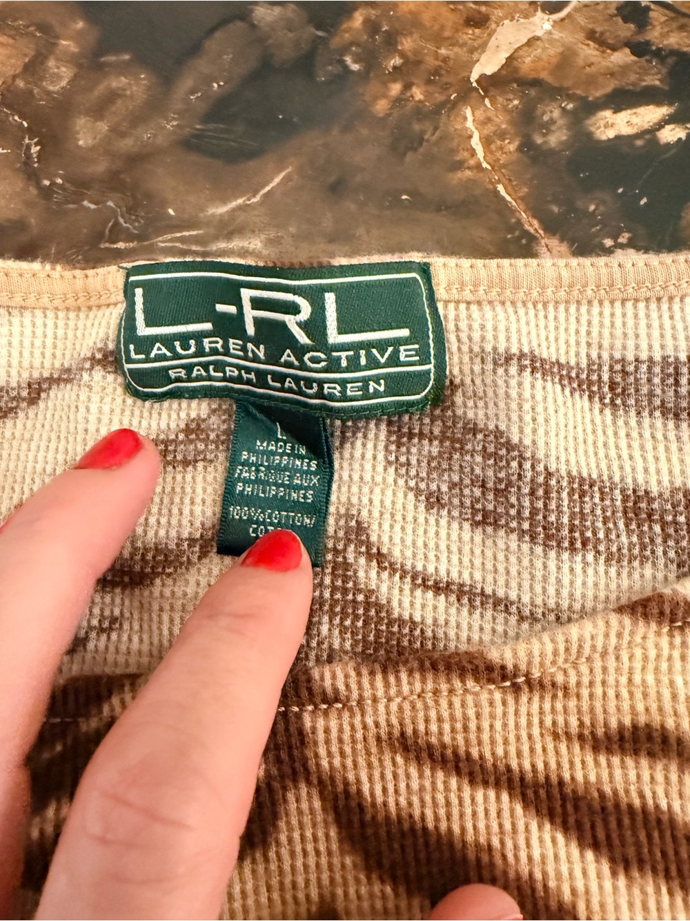 Lauren Ralph Lauren Active Tiger Print Waffle Knit Tee Large - Picture 2 of 5